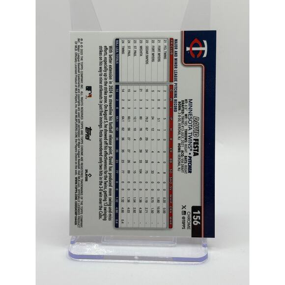 2025 Topps Chrome David Festa Rookie Gold Wave Refractor 21/50 SP Minesota Twins - Picture 2 of 2